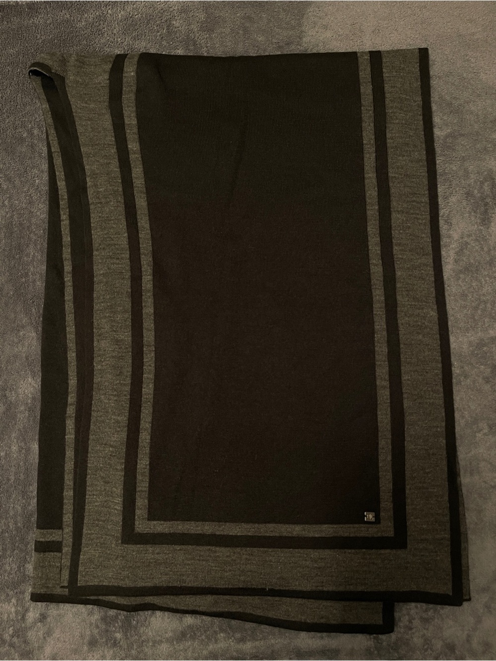 Ralph Lauren Striped Knit Poncho Wrap in Black & Charcoal